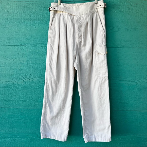 Banana Republic Cream Wide-Leg Cargo Trousers - Picture 2 of 7